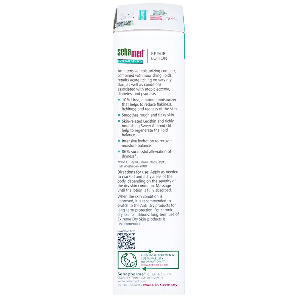 Hình ảnh Sữa dưỡng ẩm Extreme Dry Skin Repair Lotion 10% Urea Sebamed giảm khô, ngứa, bong tróc cho da khô, viêm da cơ địa (200ml)