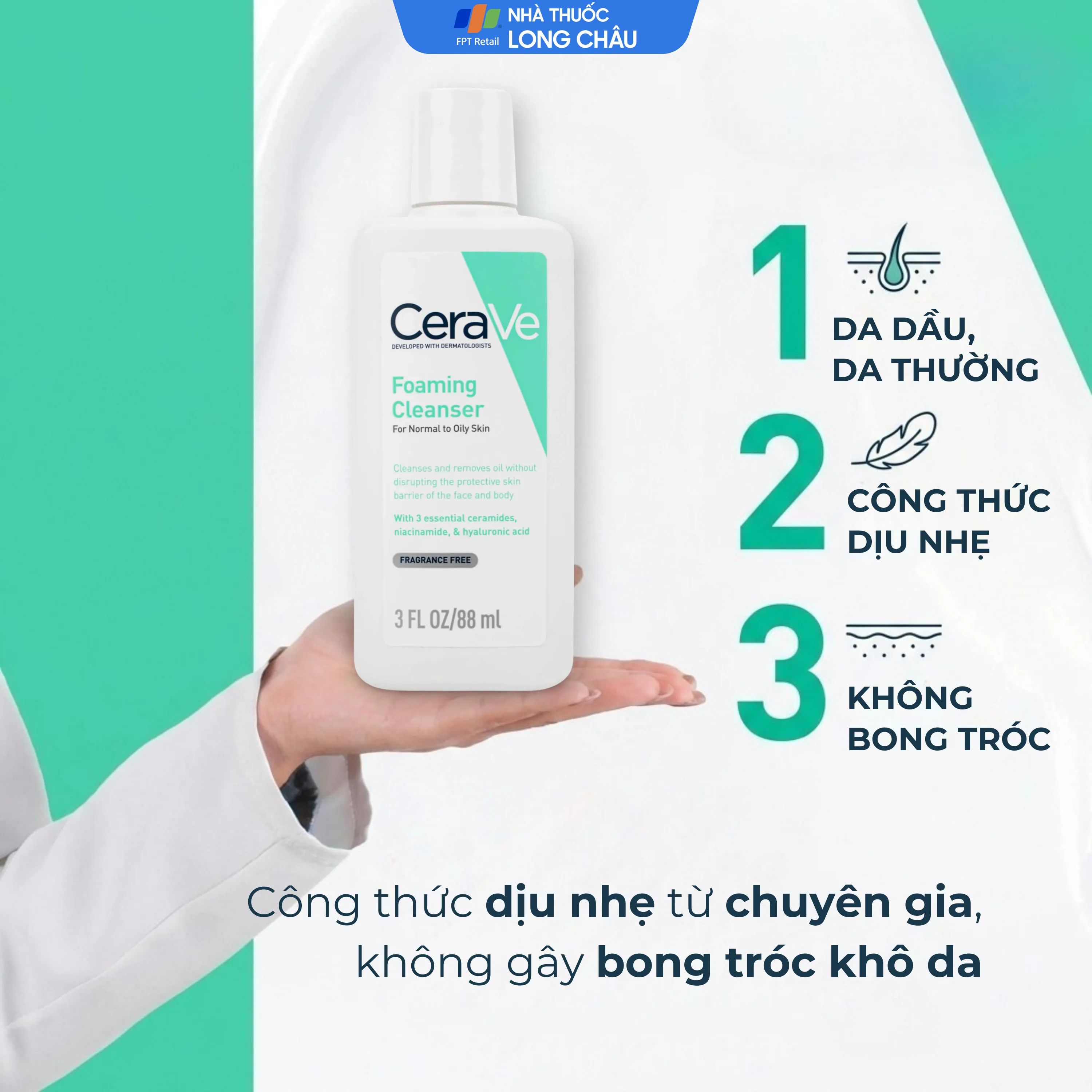 Hình ảnh Sữa rửa mặt CeraVe Foaming Cleanser làm sạch sâu dành cho da dầu (88ml)