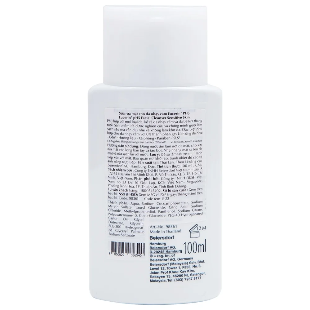 Hình ảnh Sữa rửa mặt cho da nhạy cảm Eucerin PH5 Facial Cleanser Sensitive Skin (100ml)