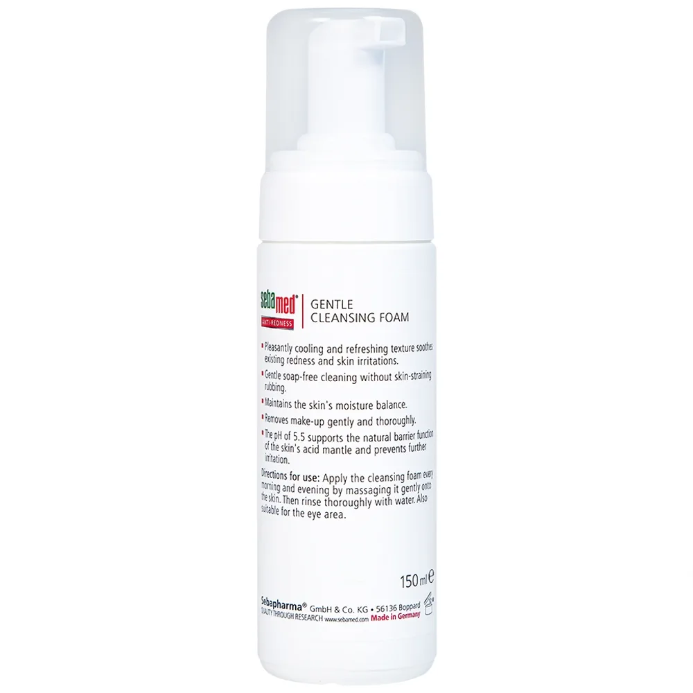 Hình ảnh Sữa rửa mặt bọt Anti-Redness Gentle Cleansing Foam Sebamed cho da siêu nhạy cảm, phục hồi biến chứng da (150ml)