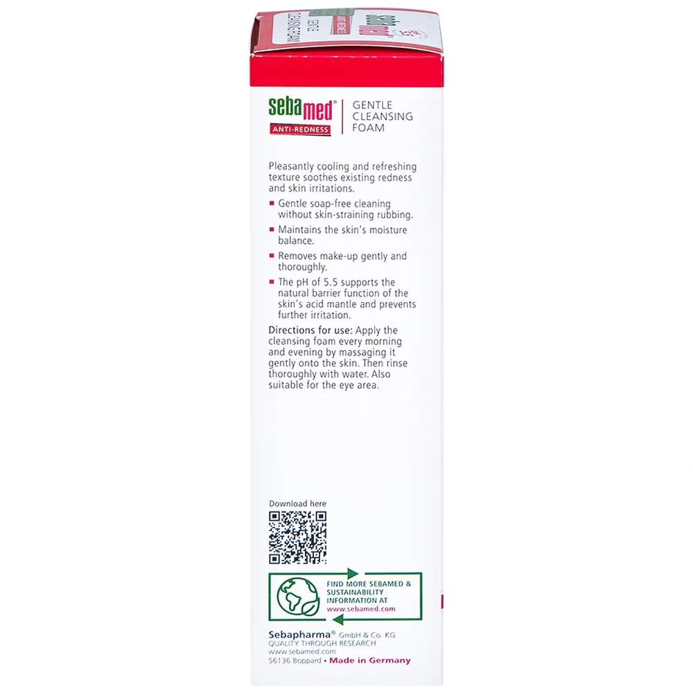 Hình ảnh Sữa rửa mặt bọt Anti-Redness Gentle Cleansing Foam Sebamed cho da siêu nhạy cảm, phục hồi biến chứng da (150ml)