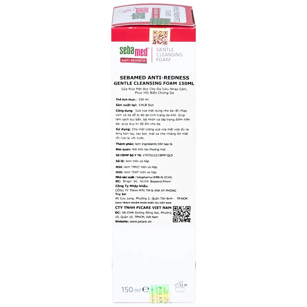 Hình ảnh Sữa rửa mặt bọt Anti-Redness Gentle Cleansing Foam Sebamed cho da siêu nhạy cảm, phục hồi biến chứng da (150ml)