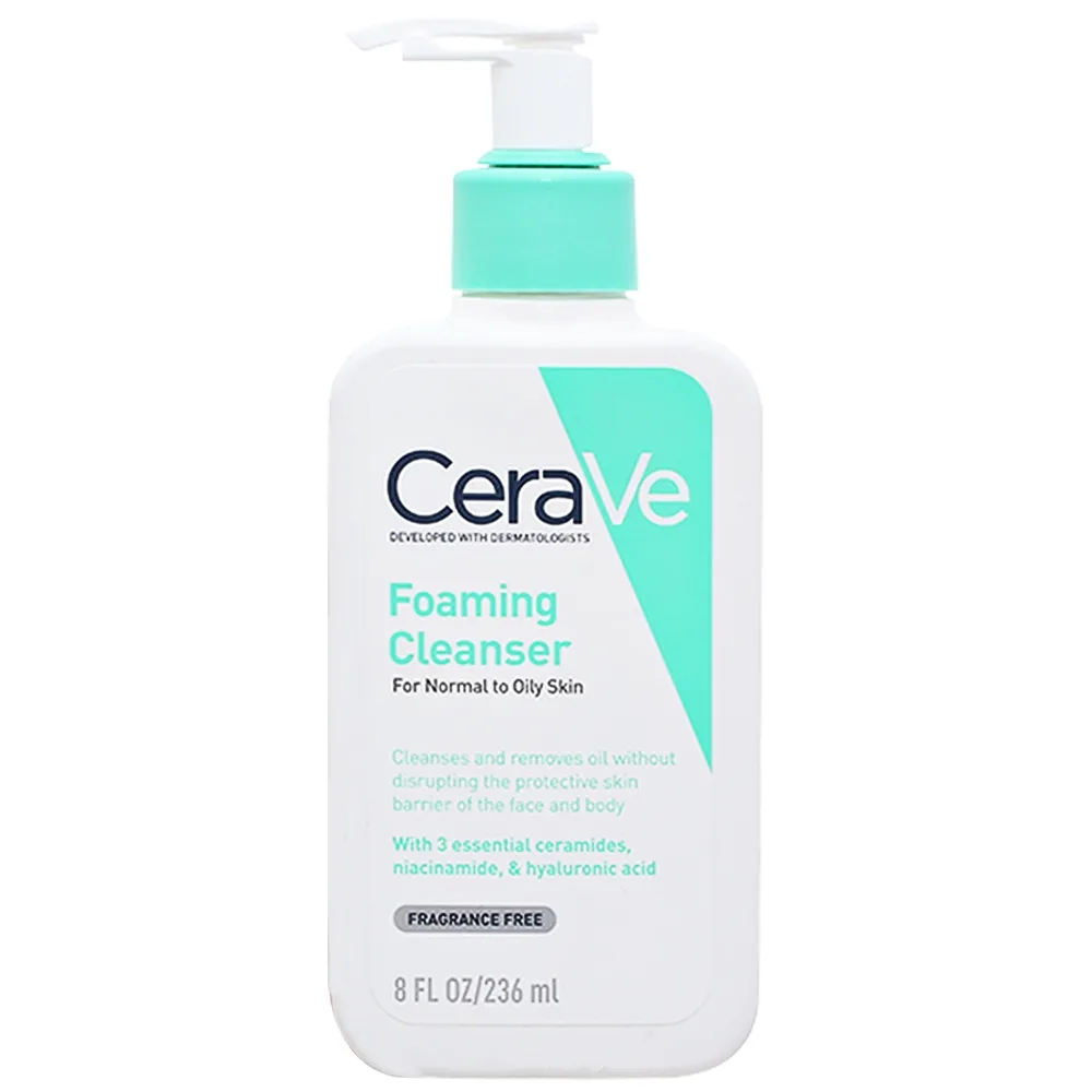 Hình ảnh Sữa rửa mặt sạch sâu dành cho da dầu Cerave Developed With Dermatologists Foaming Cleanser (236ml)