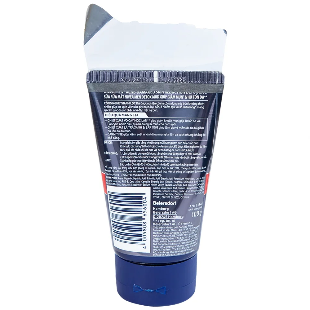 Hình ảnh Sữa rửa mặt Nivea Men 8h Oil Clear Detox Mud giảm mụn và hư tổn da (100g)