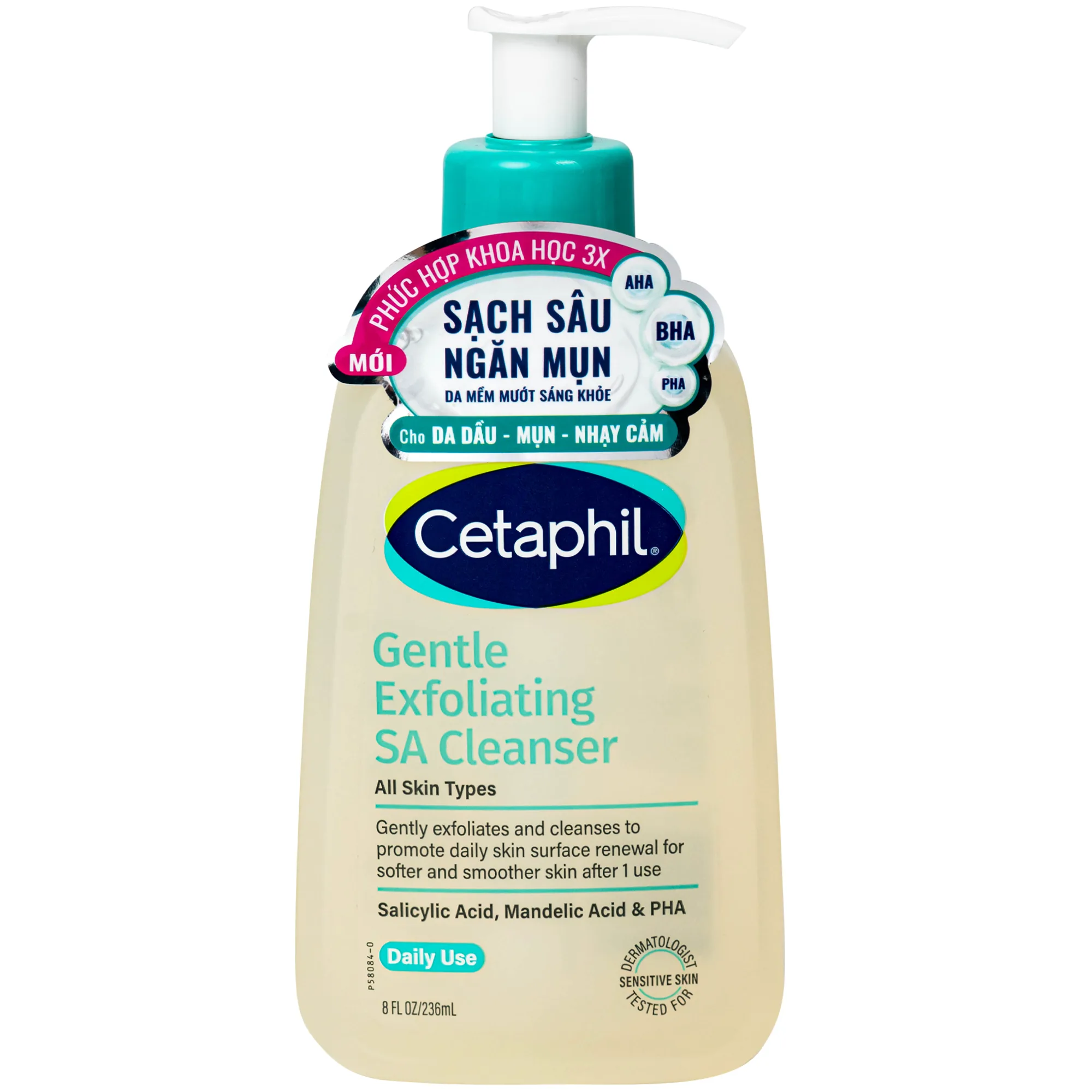 Hình ảnh Sữa rửa mặt sạch dầu, ngăn mụn cho da nhạy cảm Cetaphil Gentle Exfoliating SA Cleanser (236ml)