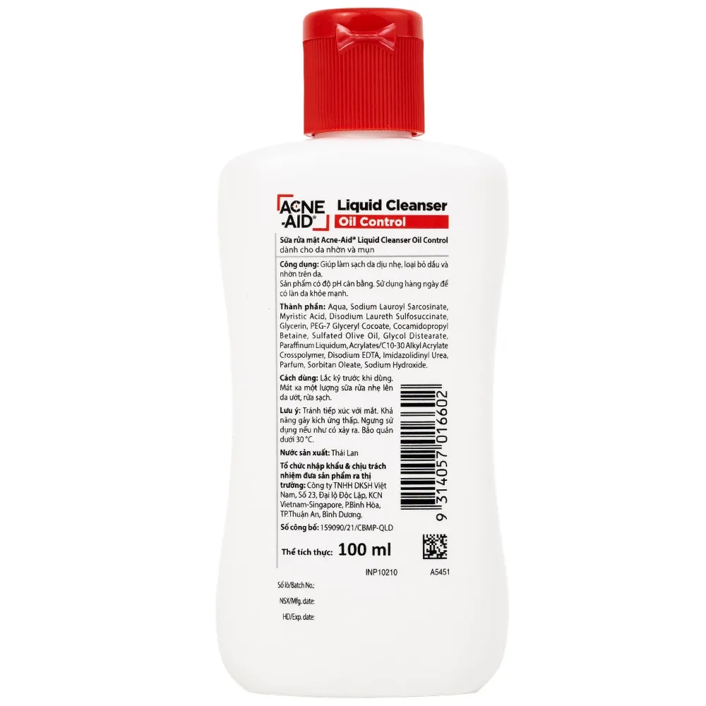 Hình ảnh Sữa rửa mặt trị mụn Acne Aid Liquid Cleanser Oil Control (100ml)