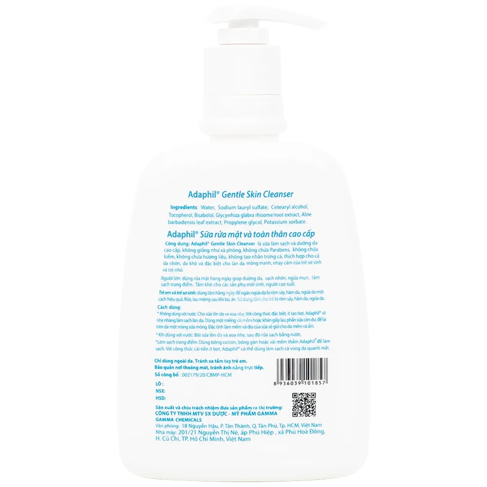 Hình ảnh Sữa rửa mặt và toàn thân Adaphil Gentle Skin Cleanser giúp làm sạch và dưỡng da (500ml)