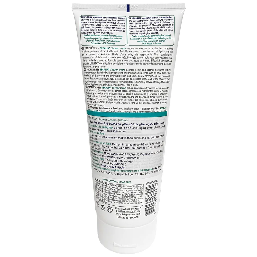 Hình ảnh Sữa tắm Secalia Shower Cream IsisPharma dưỡng da, giảm khô da, giảm ngứa (200ml)