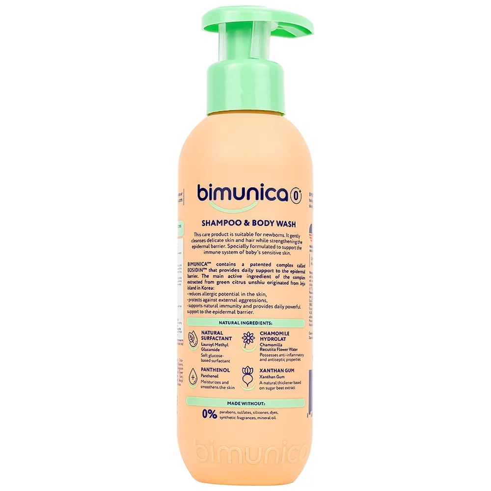Hình ảnh Sữa tắm gội 2 in 1 Bimunica Shampoo and Body Wash 250ml dưỡng ẩm, mịn da cho trẻ sơ sinh