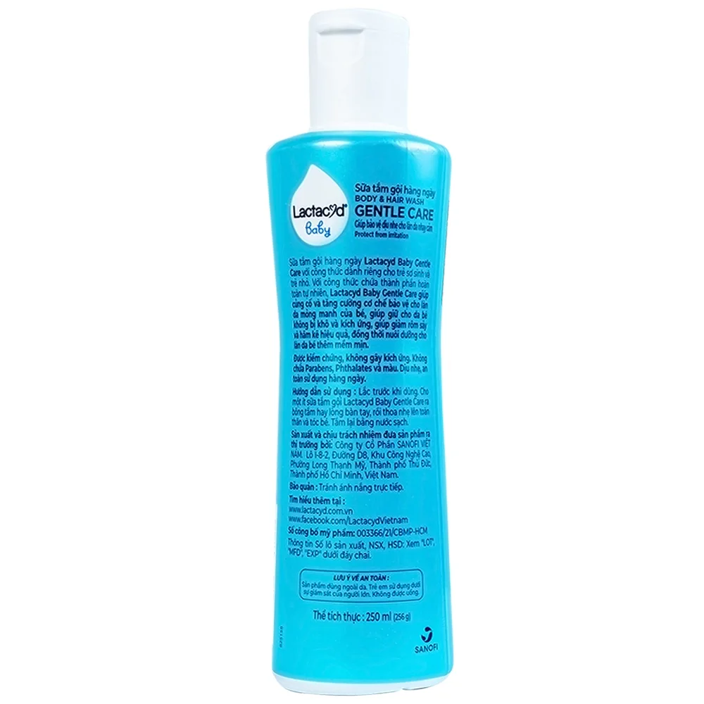 Hình ảnh Sữa tắm gội cho bé Lactacyd Baby Gentle Care giảm rôm sảy, hăm kẽ (250ml)
