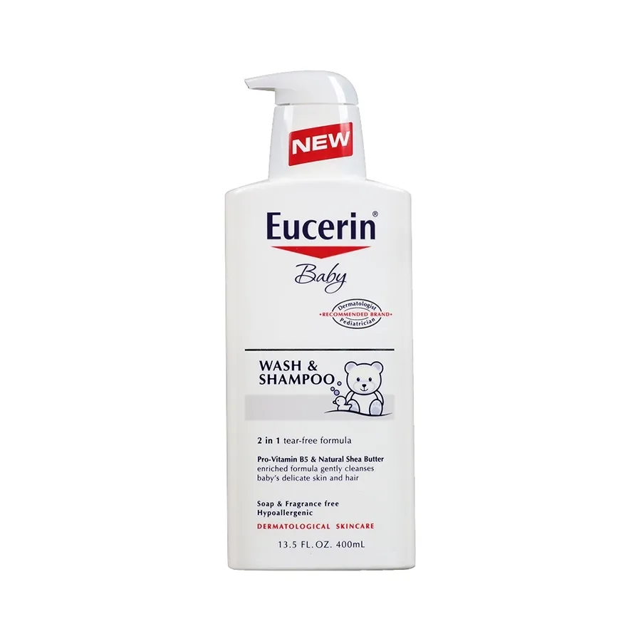 Hình ảnh Sữa tắm gội Eucerin Baby Wash & Shampoo làm sạch dịu nhẹ mái tóc và làn da của bé (400ml)