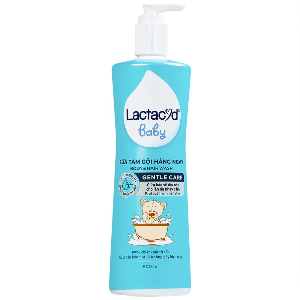 Hình ảnh Sữa tắm gội hàng ngày Lactacyd Baby Gentle Care cho trẻ giảm rôm sảy và hăm kẻ (500ml)