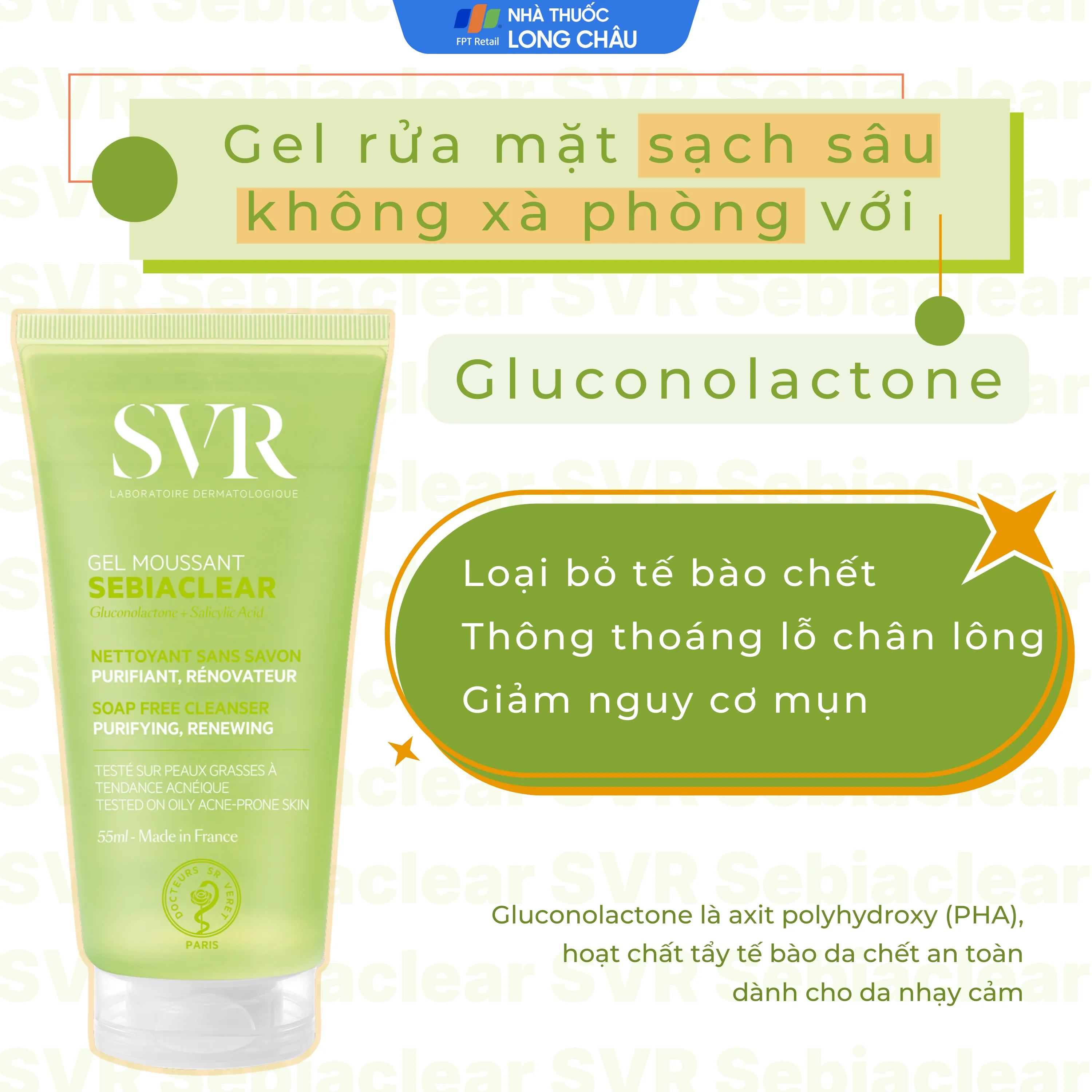 Hình ảnh Gel rửa mặt và loại bỏ tế bào chết không chứa xà phòng SVR Sebiaclear Gel Moussant 55ml