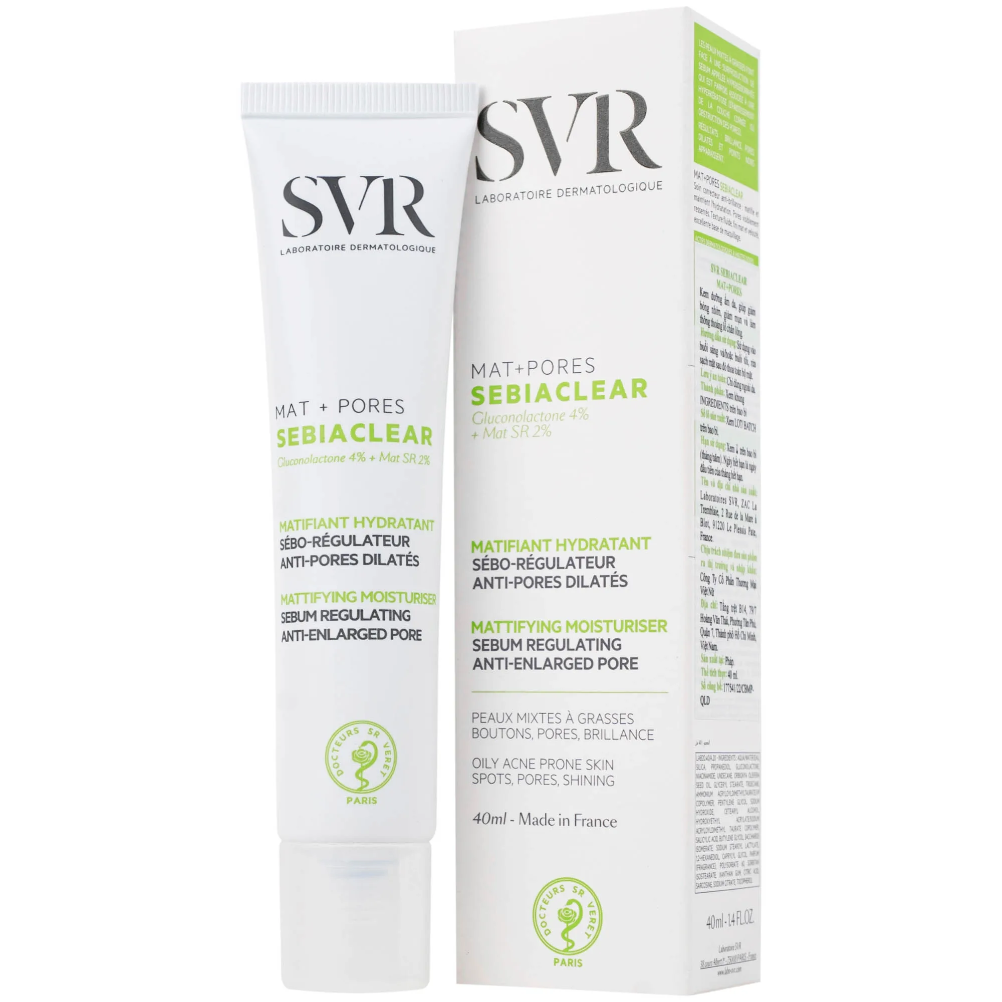 Hình ảnh Kem SVR Sebiaclear Mat And Pores điều hòa bã nhờn, dưỡng ẩm, thu nhỏ lỗ chân lông (40ml)
