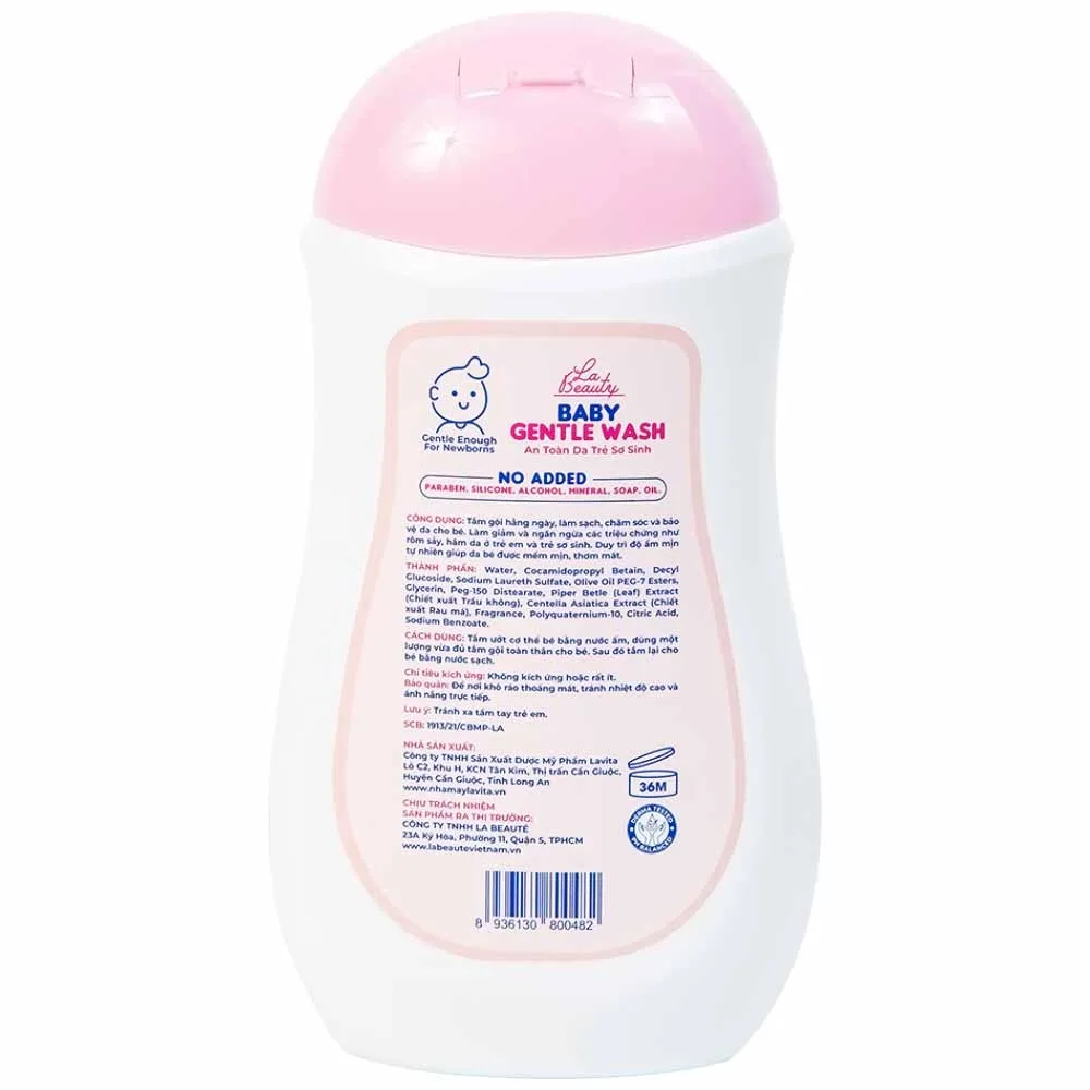 Hình ảnh Sữa tắm gội Baby Gentle Wash La Beauty giảm và ngăn ngừa rôm sảy, hăm da ở trẻ (250ml)