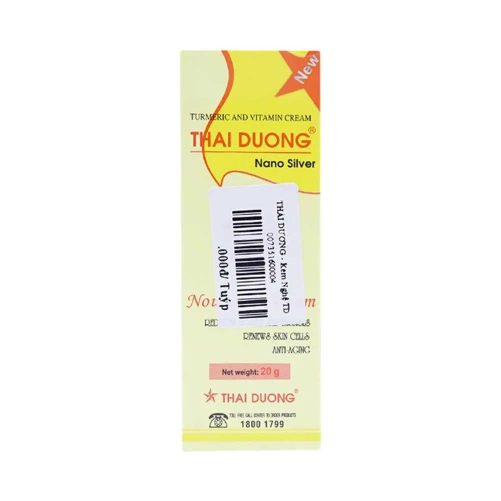 Hình ảnh Kem nghệ và vitamin Thái Dương Nano Bạc dưỡng da, nhanh liền sẹo, mờ vết thâm, nám (20g)