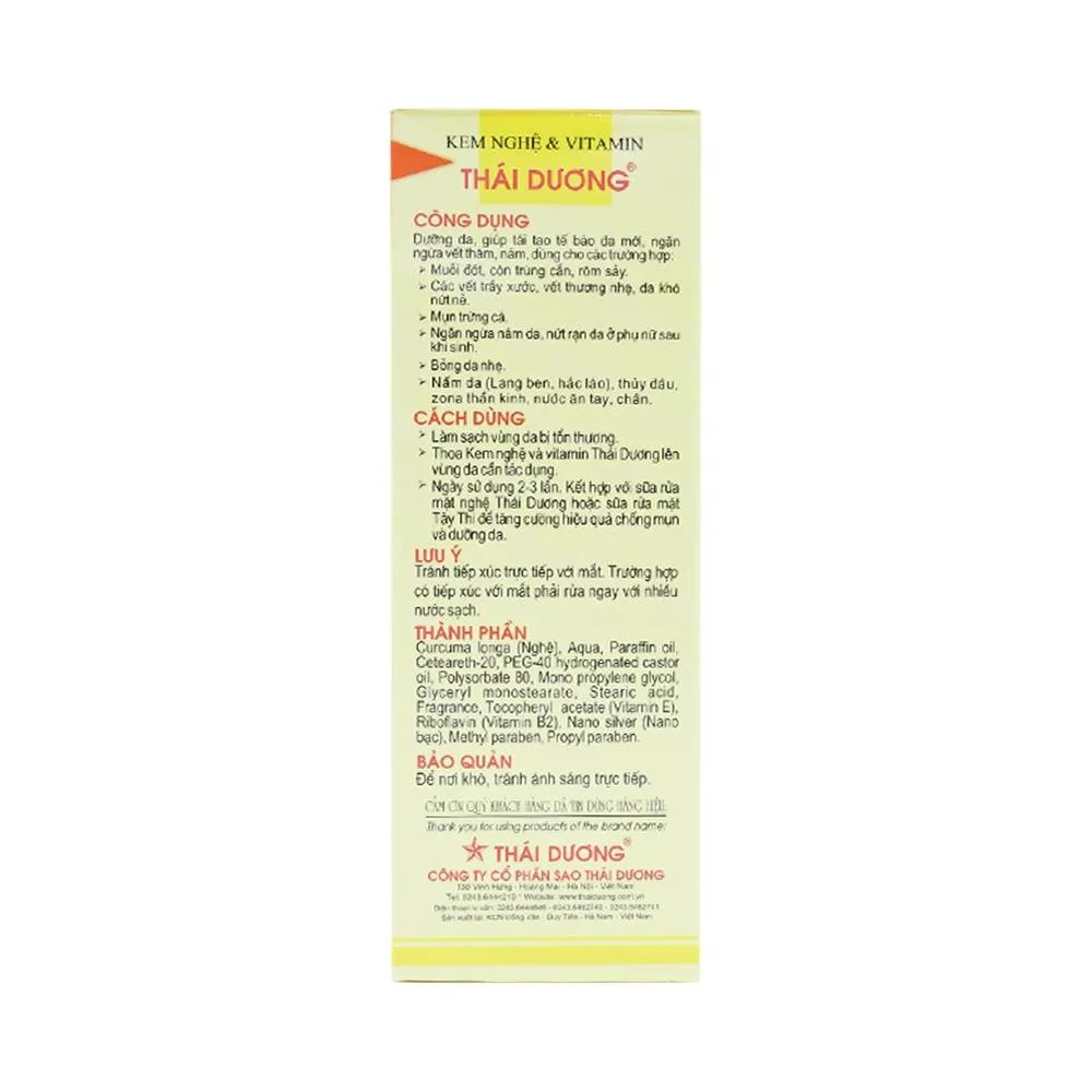 Hình ảnh Kem nghệ và vitamin Thái Dương Nano Bạc dưỡng da, nhanh liền sẹo, mờ vết thâm, nám (20g)