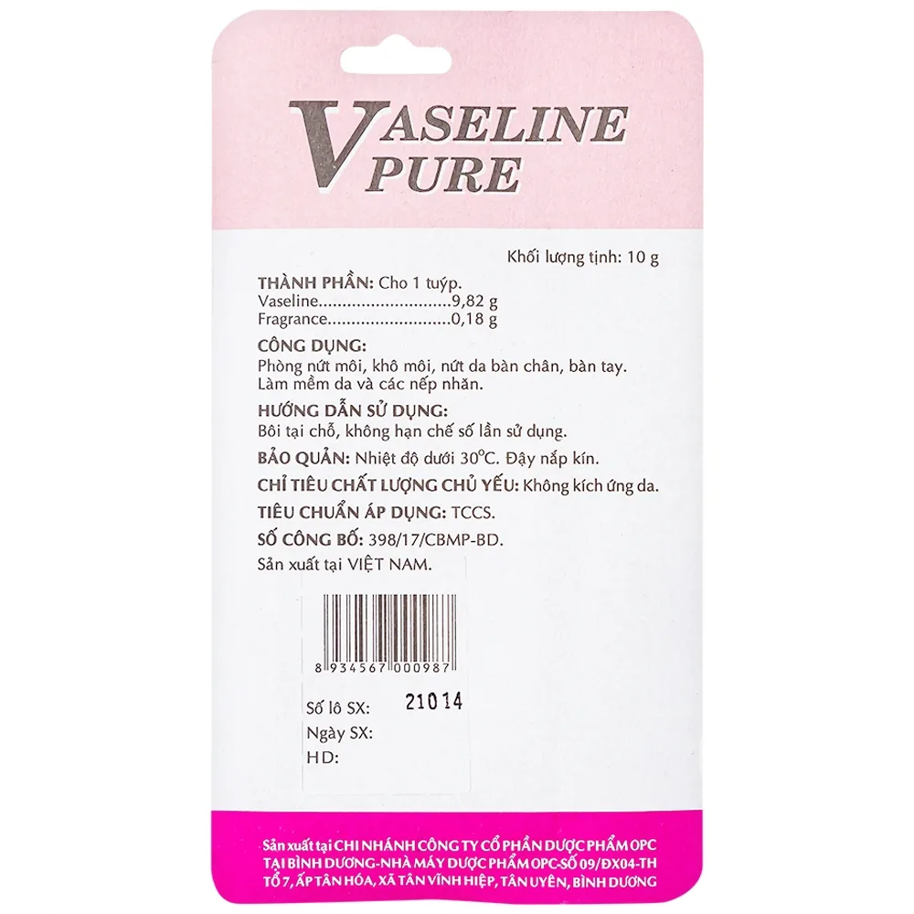 Hình ảnh Kem dưỡng ẩm Vaseline Pure OPC hương dâu phòng nứt môi, khô môi, nứt da bàn chân, bàn tay (10g) 