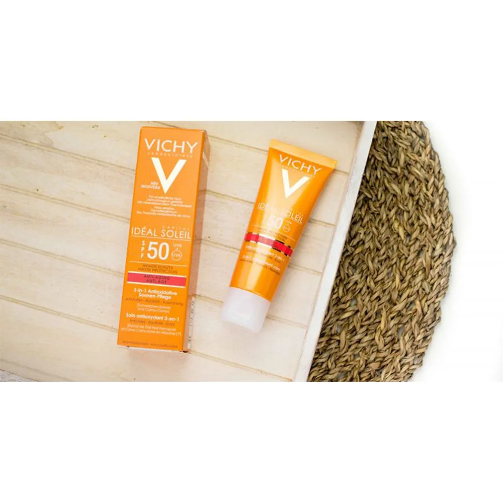 Hình ảnh Kem chống nắng Vichy Idéal Soleil Anti-Age SPF50 bảo vệ da khỏi tác động có hại của ánh nắng mặt trời (50ml)