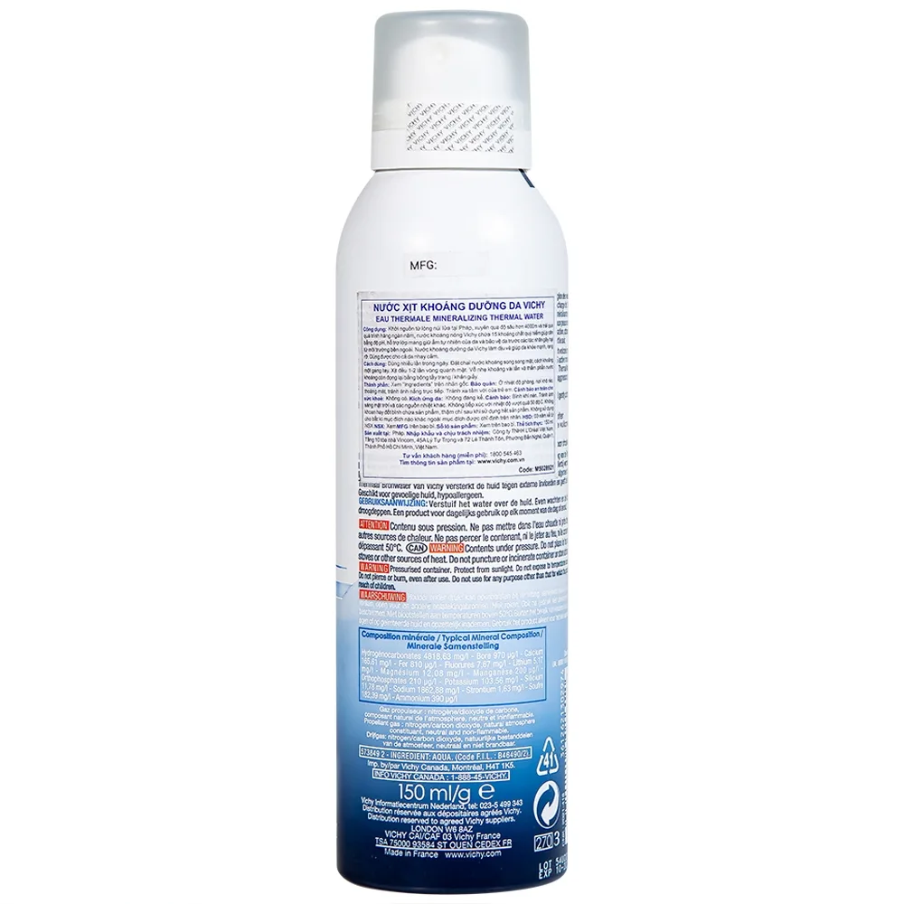 Hình ảnh Nước xịt khoáng dưỡng da Vichy Eau Thermale Mineralizing Thermal Water cấp ẩm, dịu da và cân bằng độ pH (150ml)