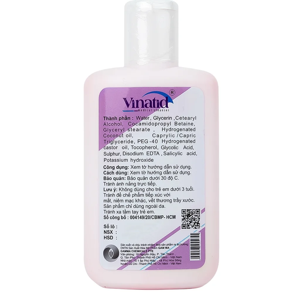 Hình ảnh Sữa rửa mặt Gamma Vinatid điều trị viêm da, mụn trứng cá (150ml)