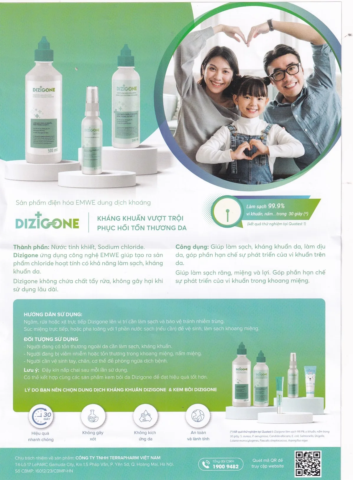 Hình ảnh Xịt kháng khuẩn, phục hồi da Dizigone Spray Terrapharm 100ml