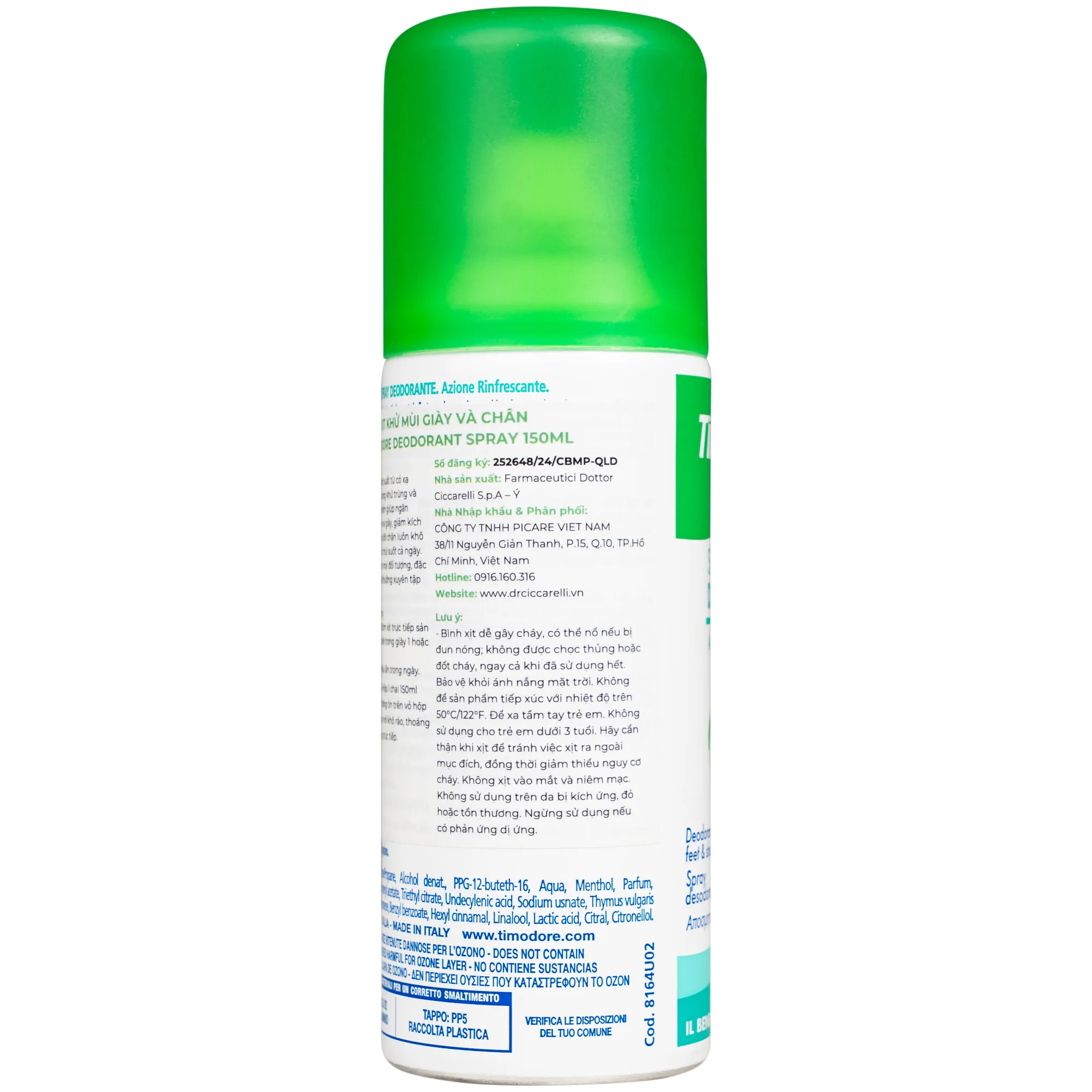 Hình ảnh Xịt khử mùi giày và chân Dr.Ciccarelli Timodore Deodorant Spray (150ml)