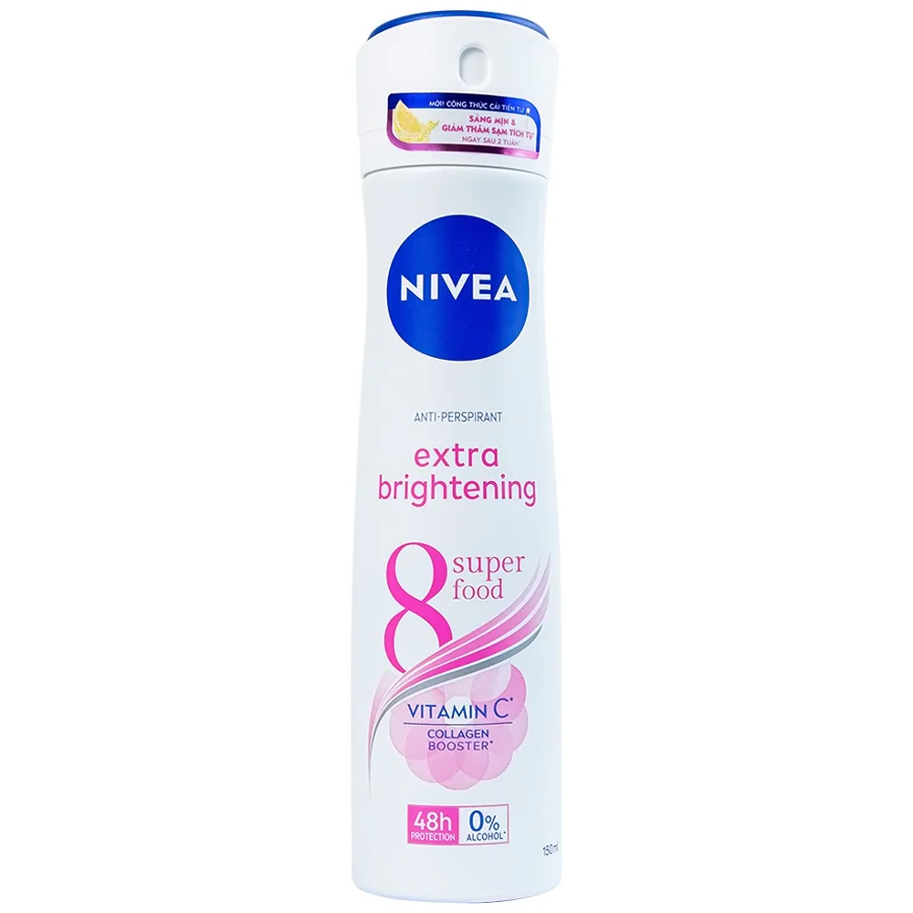 Hình ảnh Xịt khử mùi Nivea Anti-Perspirant Extra Brightening 8 Super Food giảm tiết mồ hôi, ngăn mùi đến 48h (150ml)