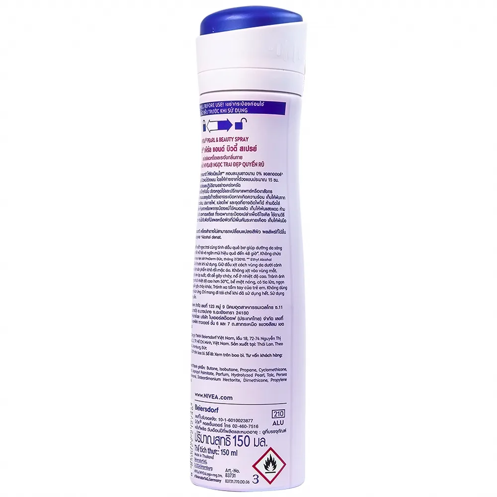 Hình ảnh Xịt khử mùi Nivea Anti-Perspirant Pearl And Beauty giảm tiết mồ hôi, ngăn mùi đến 48h (150ml) 