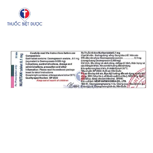 Hình ảnh Nuritan Tablet 0.1 mg