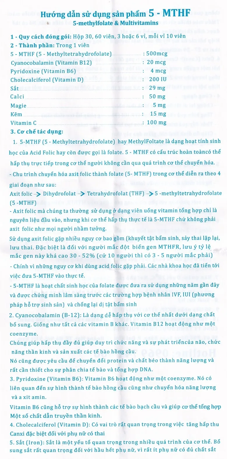 Hình ảnh Viên uống 5-MTHF Robinson Pharma bổ sung vitamin, khoáng chất cho nữ mang thai (60 viên)