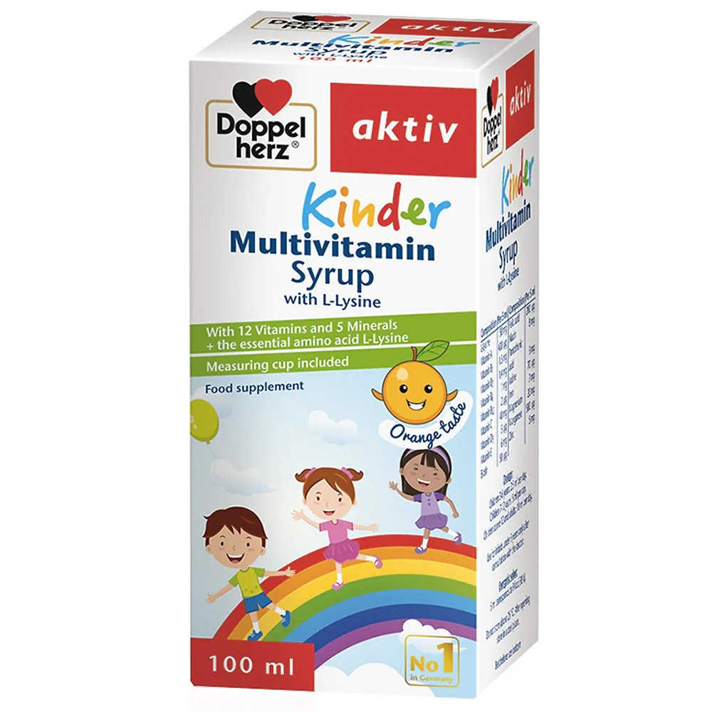 Hình ảnh Siro Kinder Multivitamin Syrup with L-Lysine Doppelherz Aktiv bổ sung vitamin và khoáng chất (100ml)
