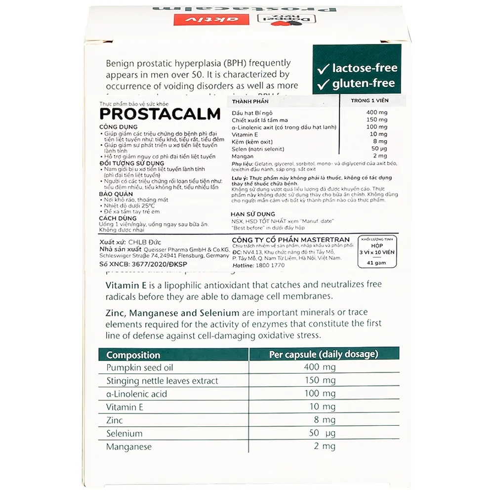 Hình ảnh Viên uống Prostacalm Doppelherz Aktiv ngăn ngừa và hạn chế phát triển của u xơ (30 viên)