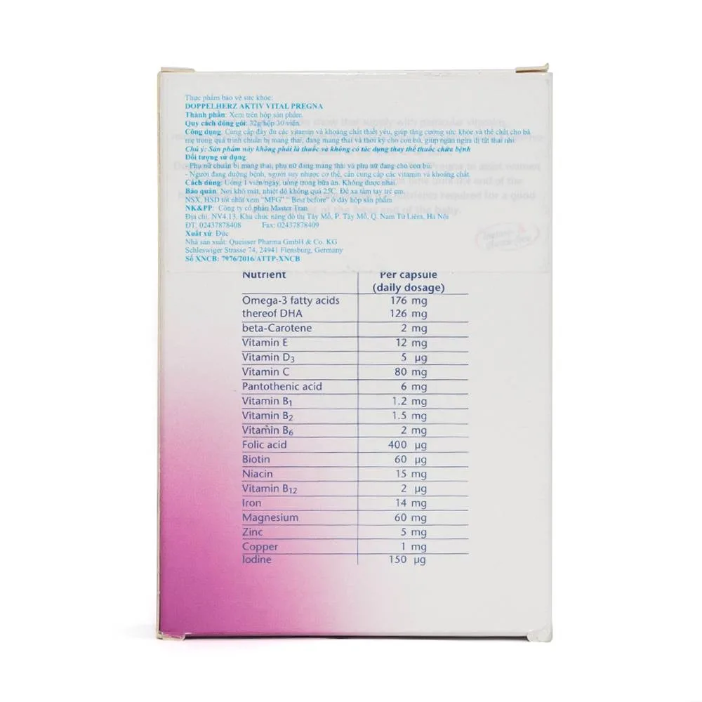 Hình ảnh Viên uống Vital Pregna Doppelherz Aktiv giúp tăng cường sức khỏe và thể chất (30 viên)