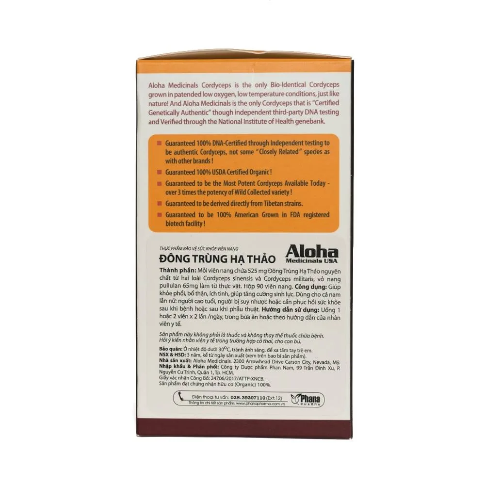 Hình ảnh Viên uống đông trùng hạ thảo Aloha Medicinals USA giúp khoẻ phổi, bổ thận (90 viên)