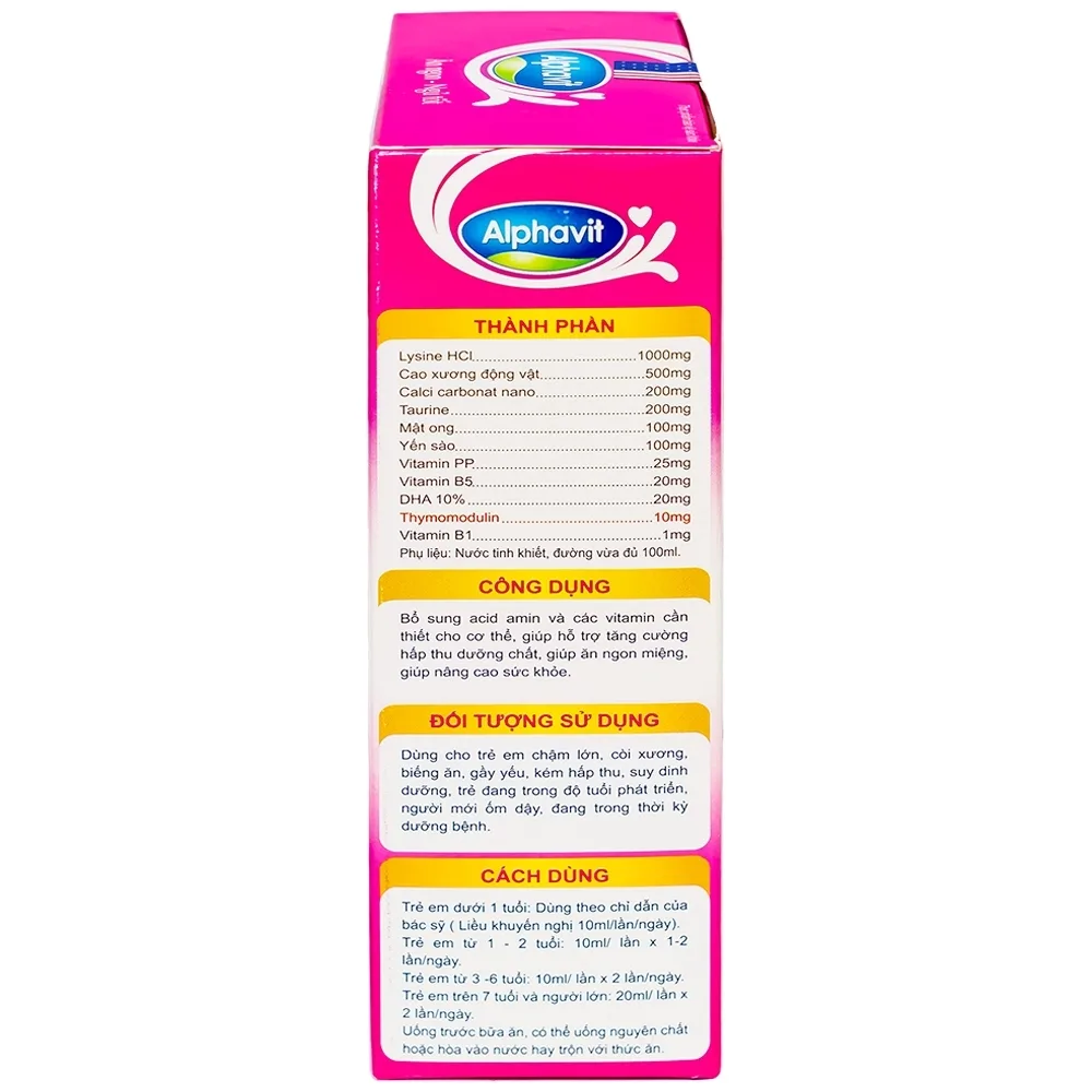 Hình ảnh Dung dịch uống Alphavit giúp ăn ngon, ngủ tốt, tăng cường phát triển trí tuệ (4 vỉ x 5 ống)