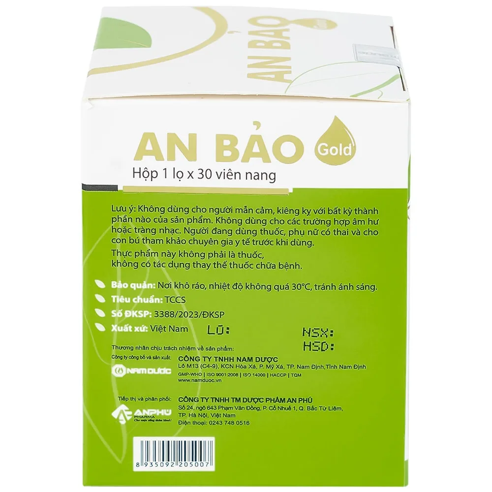 Hình ảnh Viên uống An Bảo Gold Nam Dược hỗ trợ thanh nhiệt giải độc gan, giảm mụn nhọt (30 viên)