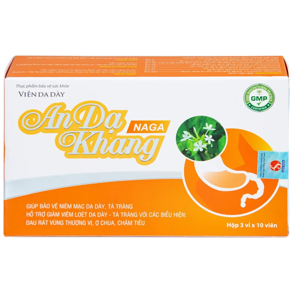 Hình ảnh Viên dạ dày An Dạ Khang Naga Vesta giúp bảo vệ niêm mạc dạ dày, tá tràng (3 vỉ x 10 viên)