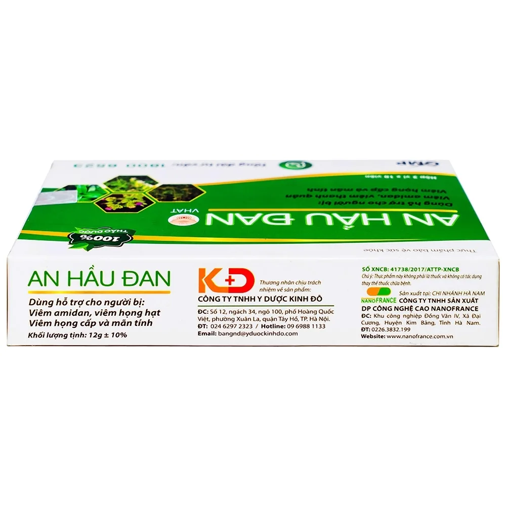 Hình ảnh Viên ngậm An Hầu Đan Kinh Đô hỗ trợ viêm amidan, viêm thanh quản, viêm họng cấp (2 vỉ x 10 viên)