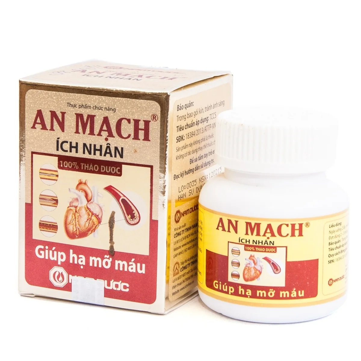 Hình ảnh Viên uống An Mạch Ích Nhân Nam Dược hỗ trợ hạ mỡ máu (50 viên)