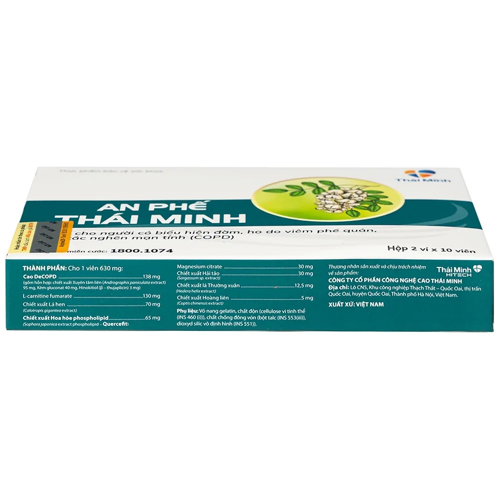 Hình ảnh Viên uống An Phế Thái Minh hỗ trợ giảm đờm, giảm ho (2 vỉ x 10 viên)