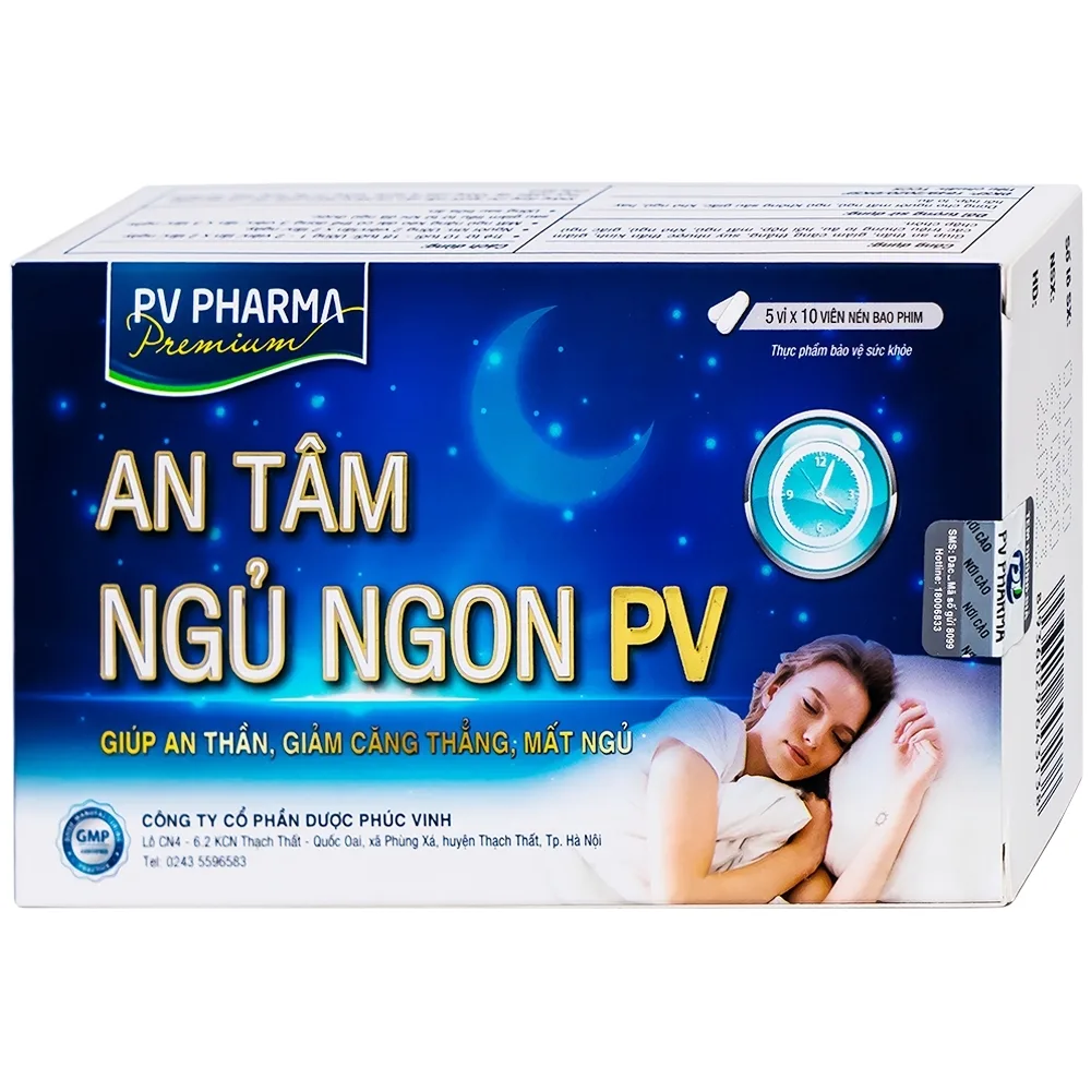 Hình ảnh Viên uống An Tâm Ngủ Ngon PV Pharma giúp an thần, giảm căng thẳng (5 vỉ x 10 viên)
