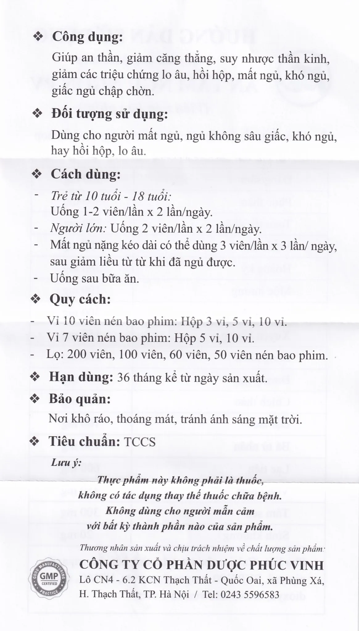 Hình ảnh Viên uống An Tâm Ngủ Ngon PV Pharma giúp an thần, giảm căng thẳng (5 vỉ x 10 viên)