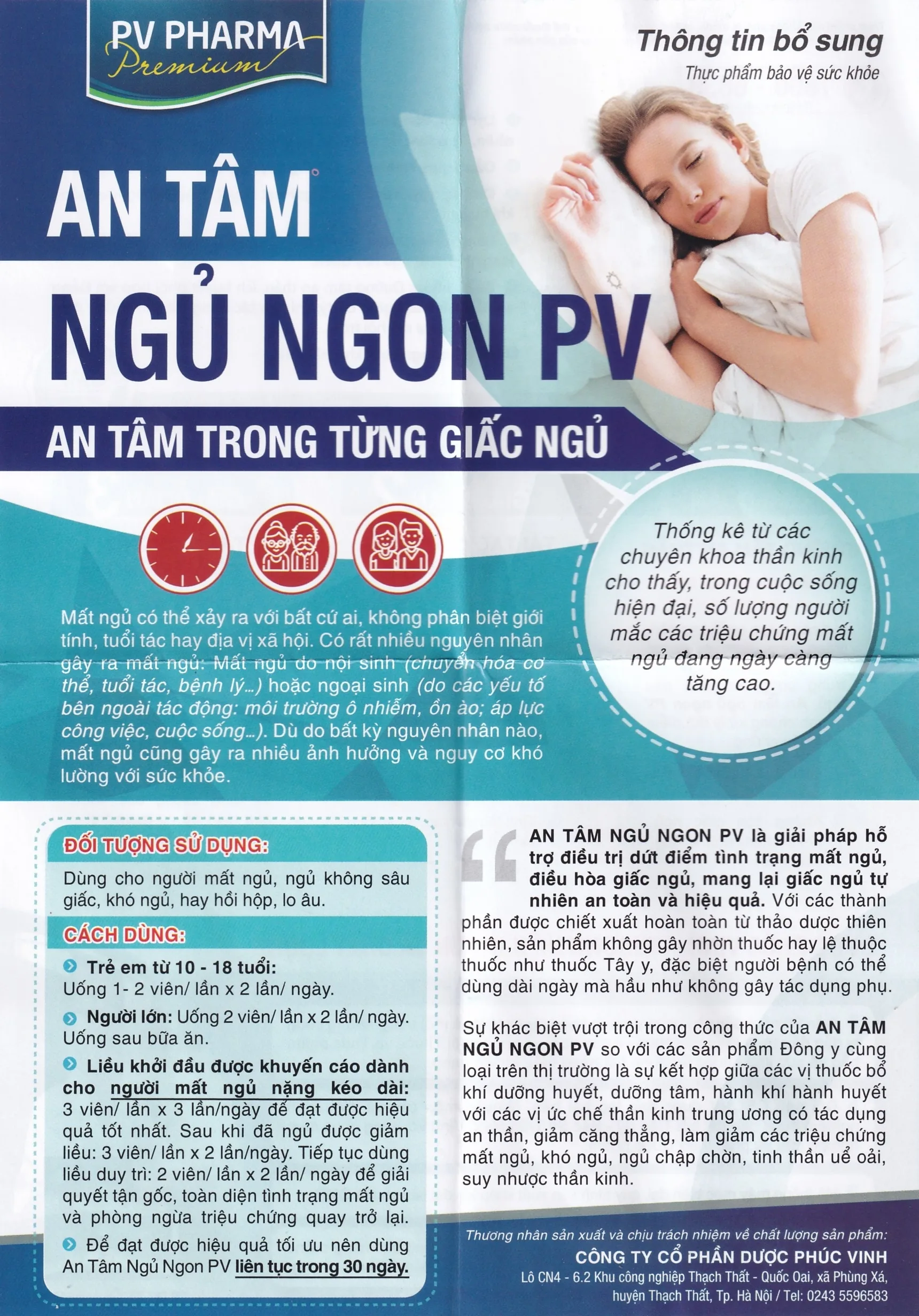Hình ảnh Viên uống An Tâm Ngủ Ngon PV Pharma giúp an thần, giảm căng thẳng (5 vỉ x 10 viên)