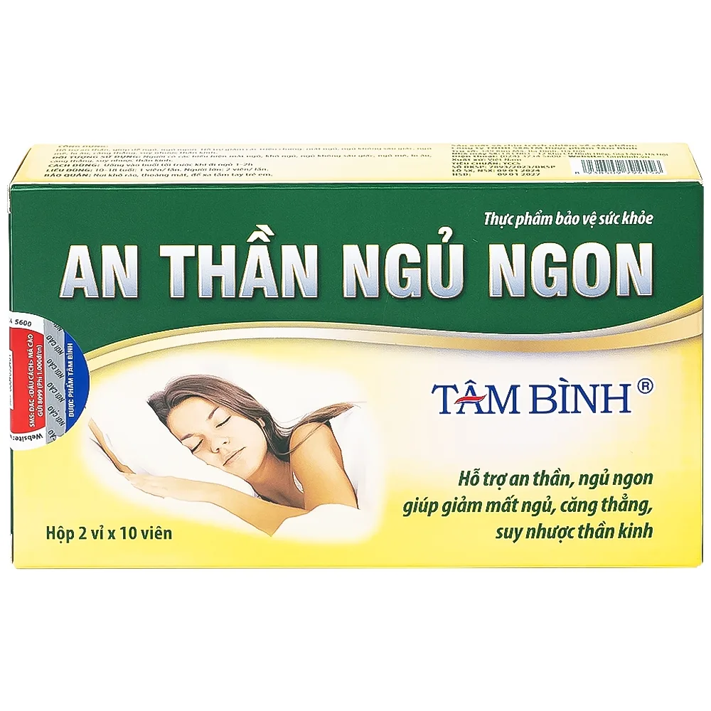 Hình ảnh Viên uống An Thần Ngủ Ngon Tâm Bình hỗ trợ an thần, giúp dễ ngủ, ngủ ngon, giảm chứng mất ngủ (2 vỉ x 10 viên)