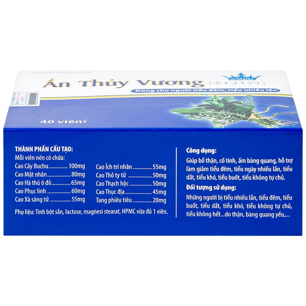 Hình ảnh Viên uống Ấn Thủy Vương Kingphar bổ thận, giảm tiêu đêm, tiểu ngày nhiều lần (4 vỉ x 10 viên)