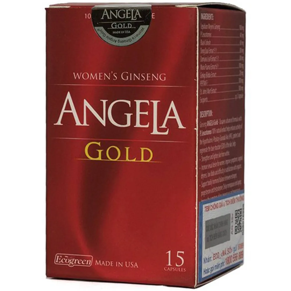 Hình ảnh Viên uống sâm Angela Gold Ecogreen hỗ trợ làn da căng sáng, tăng cường sinh lý nữ (15 viên)