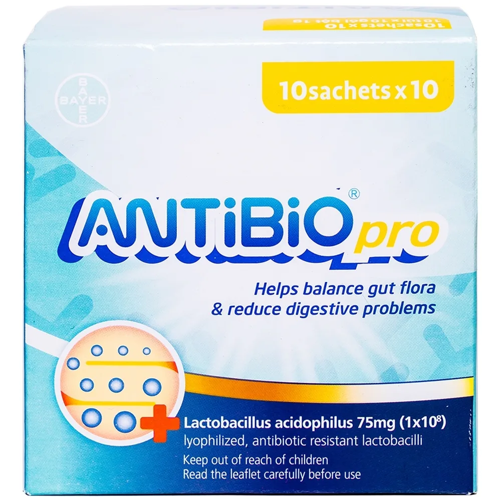 Hình ảnh Men vi sinh ANTiBiO Pro Bayer bổ sung lợi khuẩn, cân bằng hệ vi sinh (100 gói x 1g)