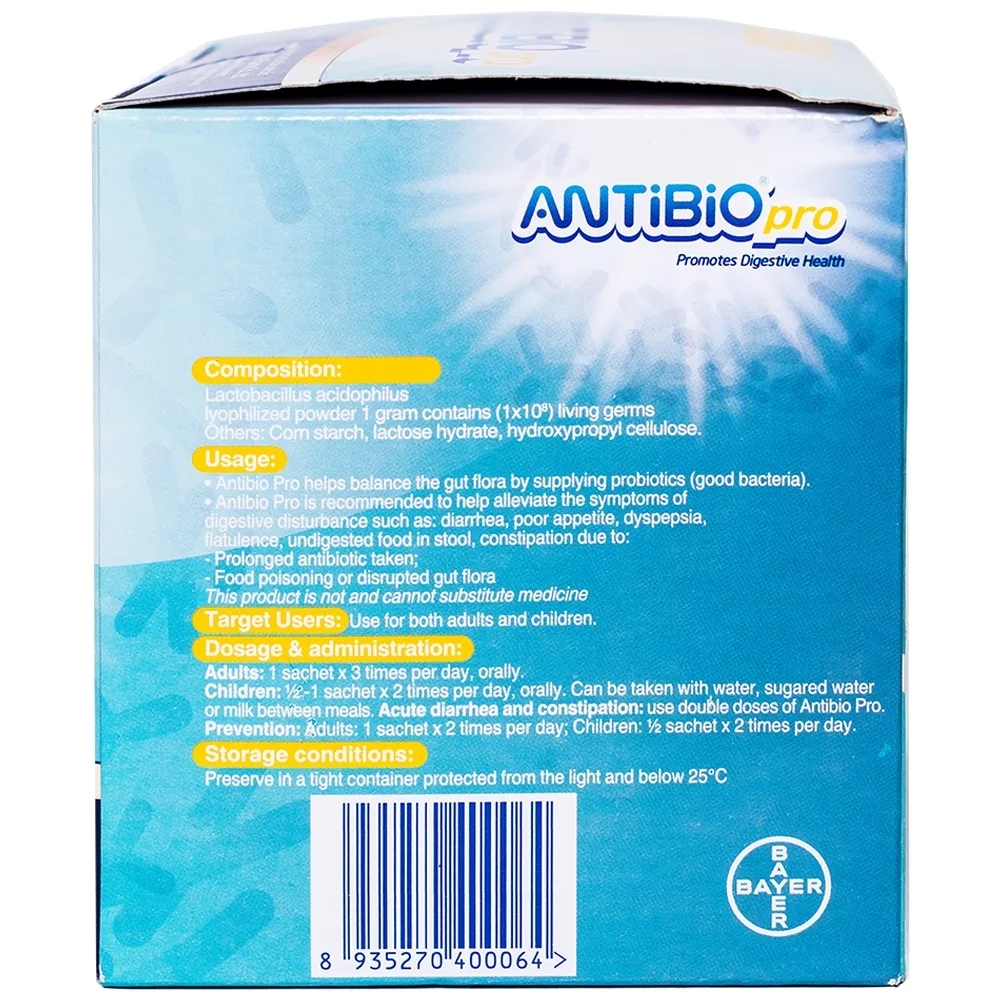 Hình ảnh Men vi sinh ANTiBiO Pro Bayer bổ sung lợi khuẩn, cân bằng hệ vi sinh (100 gói x 1g)