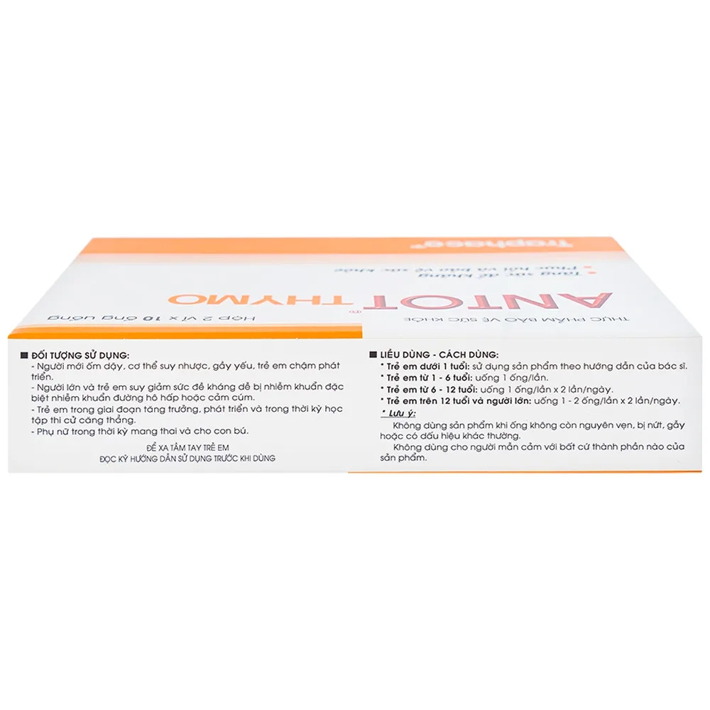 Hình ảnh Dung dịch uống Antot Thymo Traphaco tăng cường sức đề kháng (2 vỉ x 10 ống x 10ml)